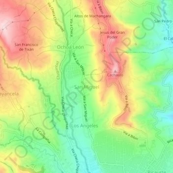 San Miguel topographic map, elevation, terrain