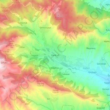 Hadrut topographic map, elevation, terrain