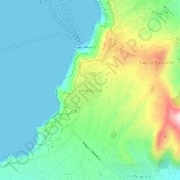 Megalochori topographic map, elevation, terrain