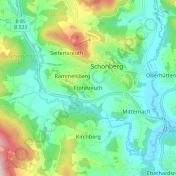 Frohnreuth topographic map, elevation, terrain