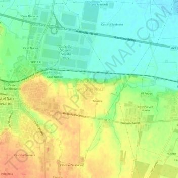 Fontana Pradosa topographic map, elevation, terrain