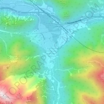 Valbruna topographic map, elevation, terrain