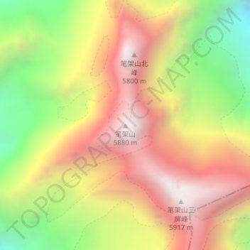 Bijia Shan topographic map, elevation, terrain