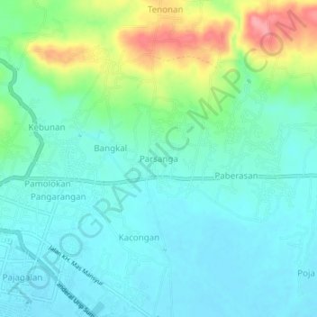 Parsanga topographic map, elevation, terrain