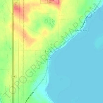 Giauque Beach topographic map, elevation, terrain
