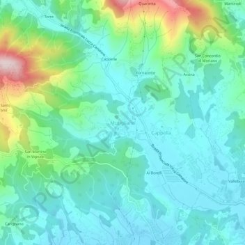 Mutigliano topographic map, elevation, terrain
