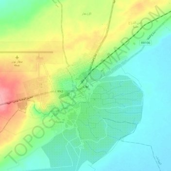 Tozeur topographic map, elevation, terrain