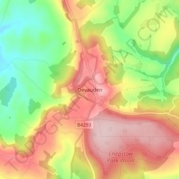 Devauden topographic map, elevation, terrain