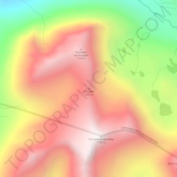 Storsalen topographic map, elevation, terrain