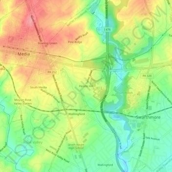Pendle Hill topographic map, elevation, terrain