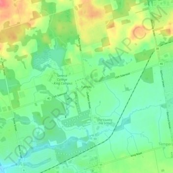 Eversley topographic map, elevation, terrain