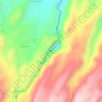 Cascada del rio Pita topographic map, elevation, terrain