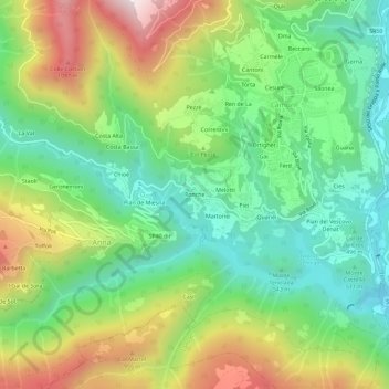 Ronche topographic map, elevation, terrain