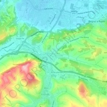 Ponte a Ema topographic map, elevation, terrain