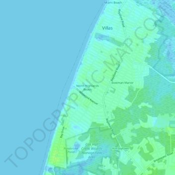 North Highlands Beach topographic map, elevation, terrain