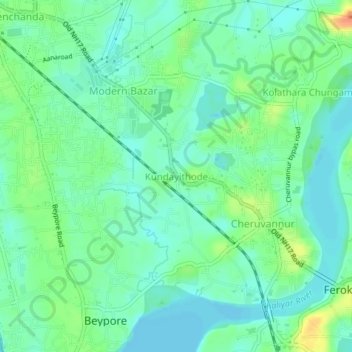 Kundayithode topographic map, elevation, terrain