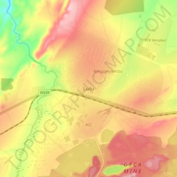 Luilu topographic map, elevation, terrain