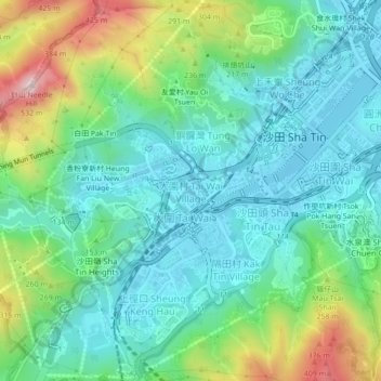 Tai Wai Village topographic map, elevation, terrain