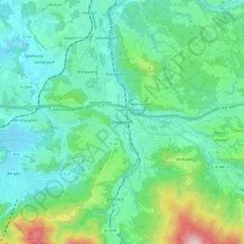 Siegsdorf topographic map, elevation, terrain