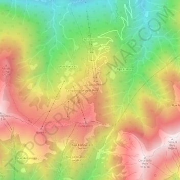 Alpe di Mera topographic map, elevation, terrain