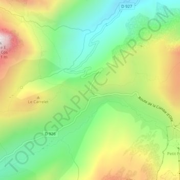 Col du Glandon topographic map, elevation, terrain