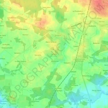 Kerobel topographic map, elevation, terrain