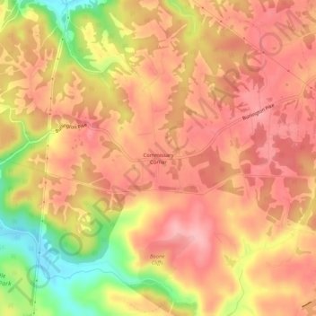 Commissary Corner topographic map, elevation, terrain