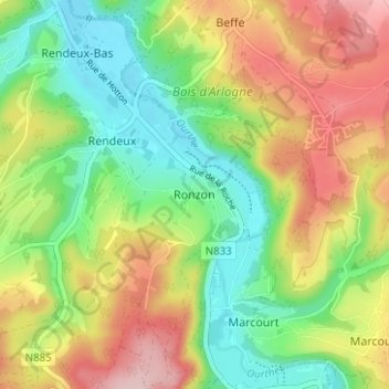 Ronzon topographic map, elevation, terrain