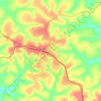 Luputa topographic map, elevation, terrain