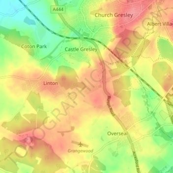 Linton Heath topographic map, elevation, terrain