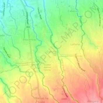 Conchu topographic map, elevation, terrain