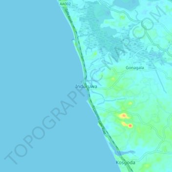 Induruwa topographic map, elevation, terrain