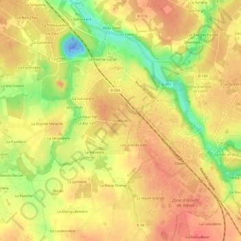 Le Marais topographic map, elevation, terrain