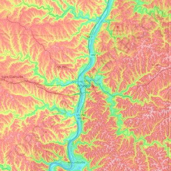 Wheeling topographic map, elevation, terrain