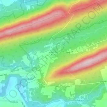 Mifflin Cross Roads topographic map, elevation, terrain