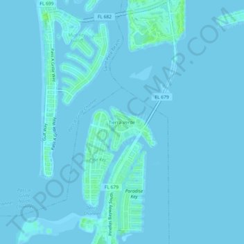 Tierra Verde topographic map, elevation, terrain