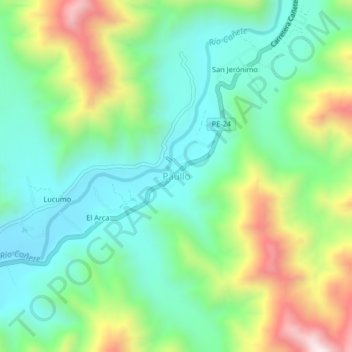 Paullo topographic map, elevation, terrain