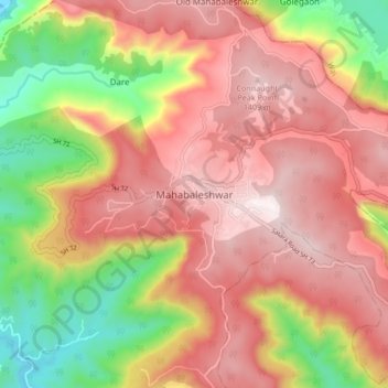 Mahabaleshwar topographic map, elevation, terrain
