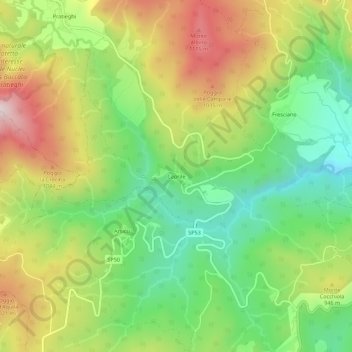 Caprile topographic map, elevation, terrain