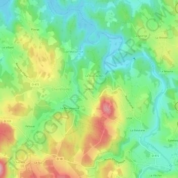 Le Betz topographic map, elevation, terrain