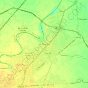 La Concha topographic map, elevation, terrain