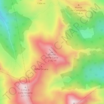 Monte della Corte topographic map, elevation, terrain