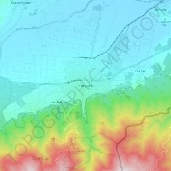 Petrich topographic map, elevation, terrain