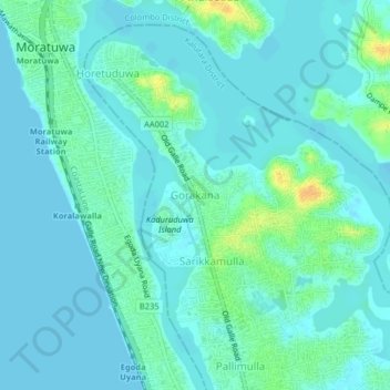 Gorakana topographic map, elevation, terrain