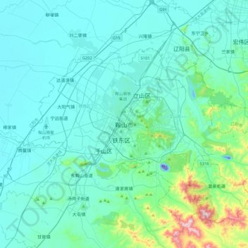 Anshan topographic map, elevation, terrain
