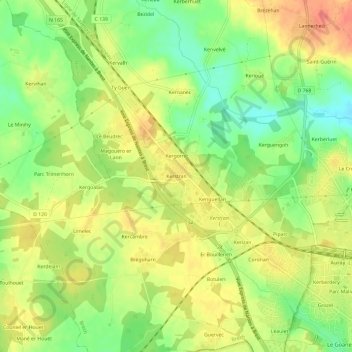 Kerstran topographic map, elevation, terrain