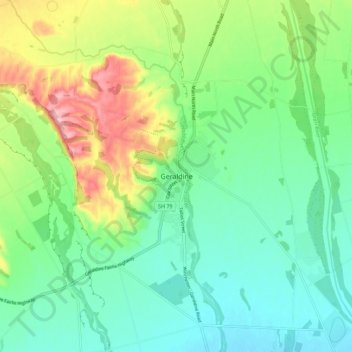 Geraldine topographic map, elevation, terrain