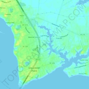 Crab topographic map, elevation, terrain