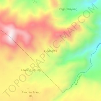 Sukarame topographic map, elevation, terrain