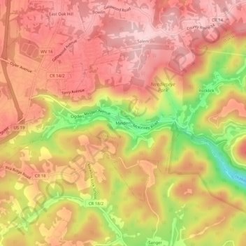 Minden topographic map, elevation, terrain